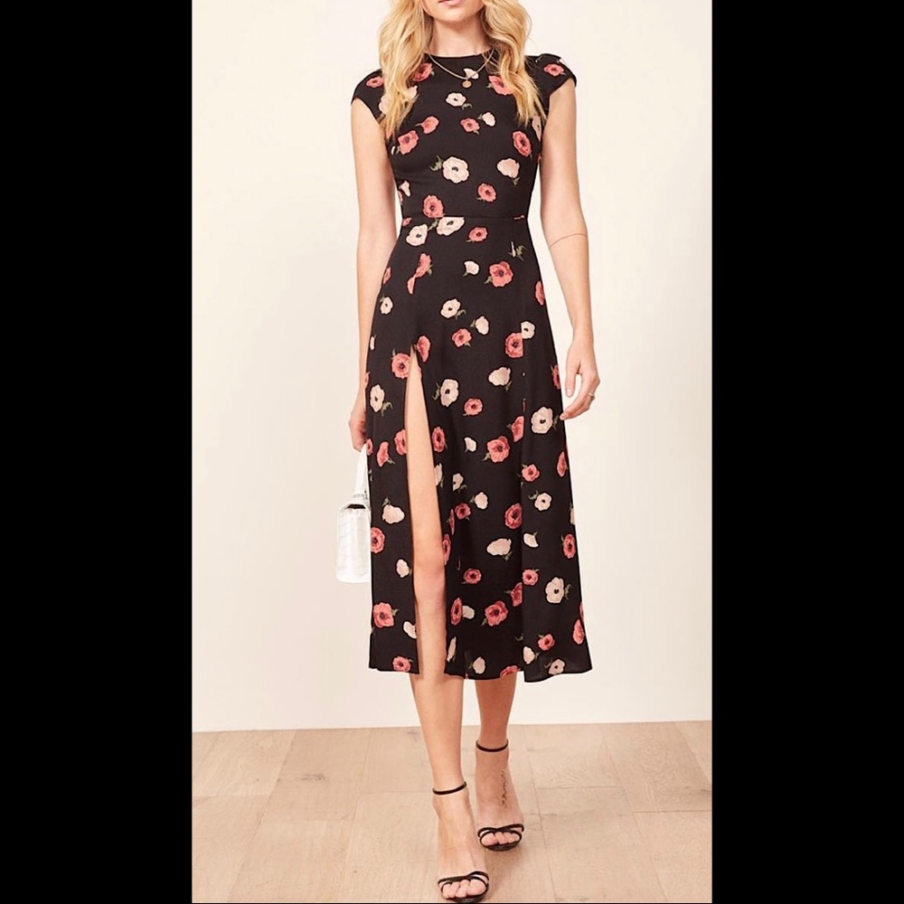 Reformation Floral Open Back Midi Dress Sz 2 EUC